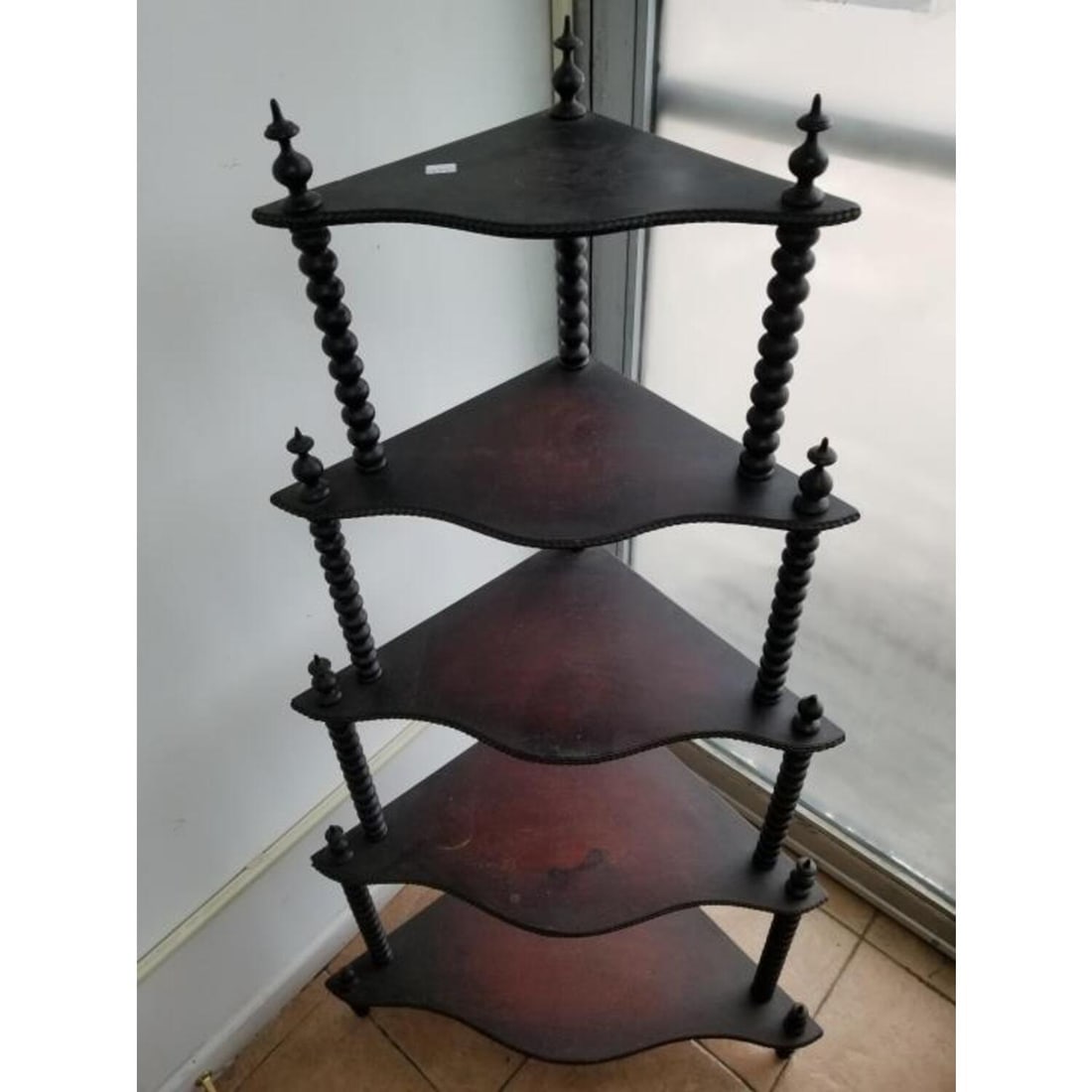 Antique Carved Wood Corner Etagere Shelf (1 of 2)