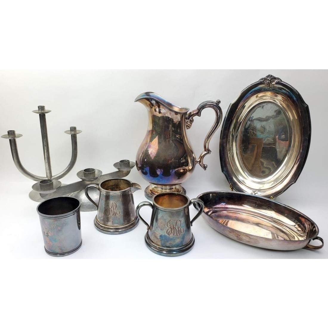 Large Lot of Silver Plated and Pewter Items (1 of 6)