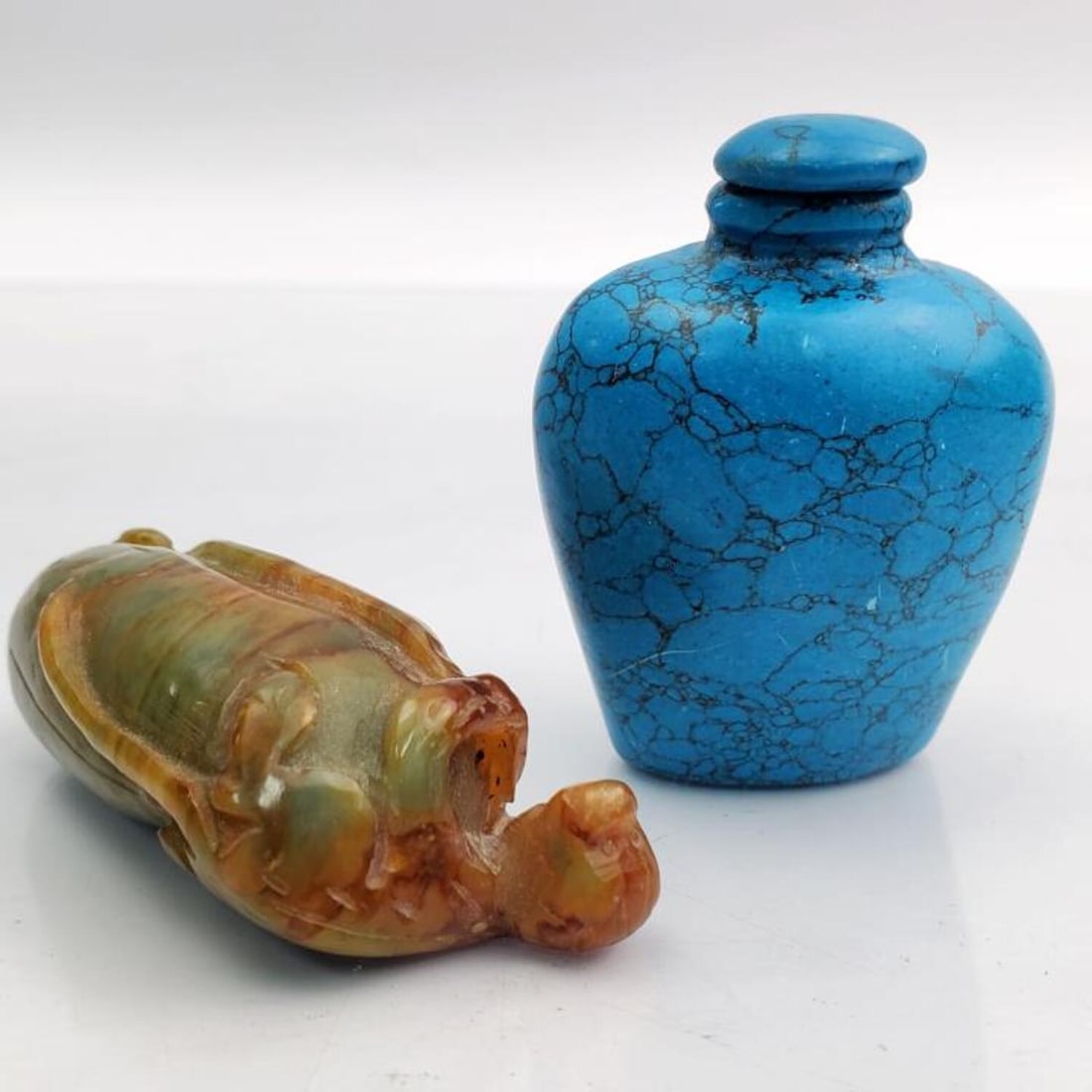 Lot of 2 Chinese Stone Items Snuff Bottle & Figure (1 of 3)
