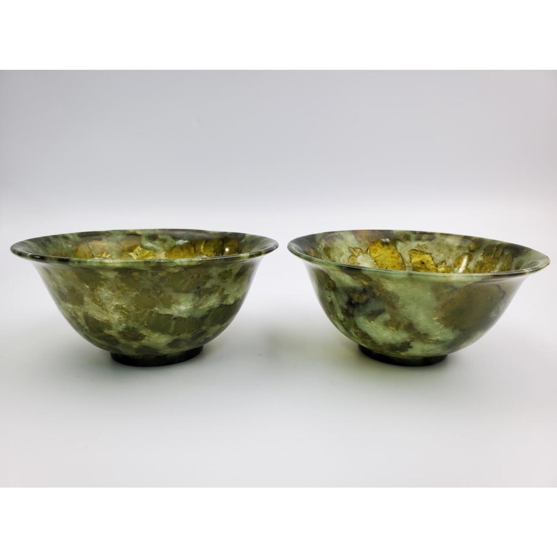 Pair of Chinese Spinach Jade Cups (1 of 4)