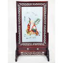 Chinese 2-Sided Silk Embroidery/Wood Table Screen