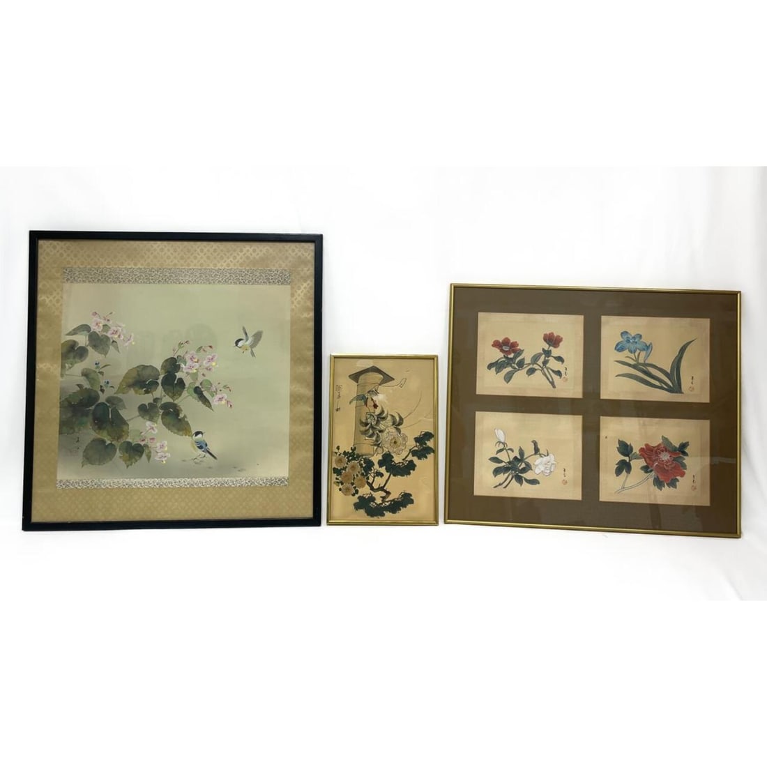 Lot of 3 Hand Painted Chinese Framed Artwork (1 of 4)
