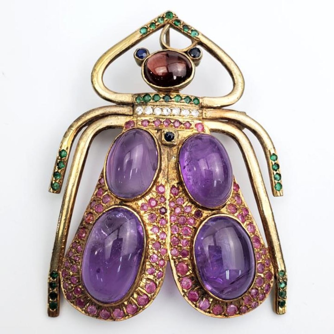 Large Sterling & Semi Precious Stones Brooch (1 of 4)
