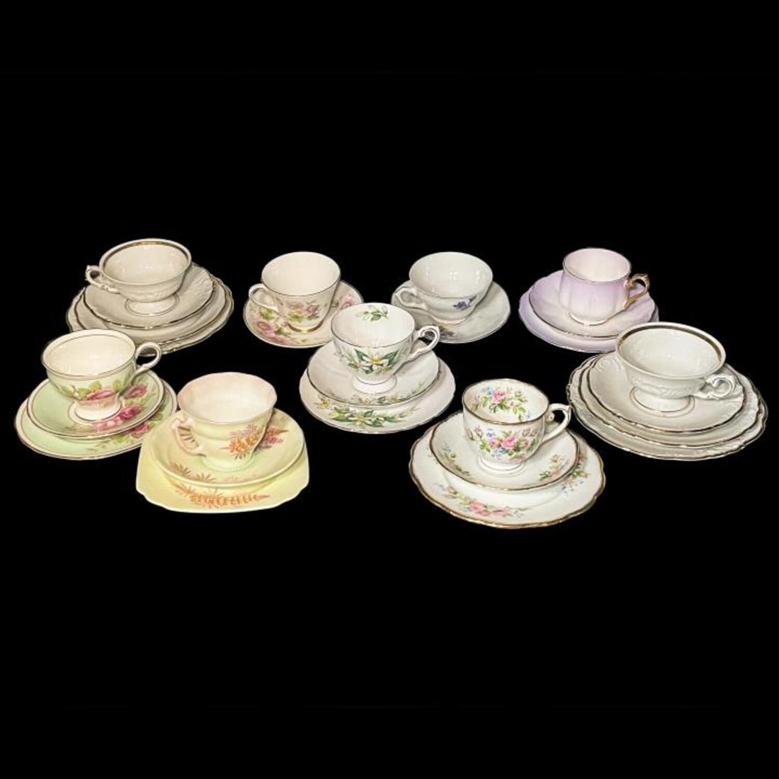 Lot of 9 Assorted Teacups with Saucers (1 of 4)