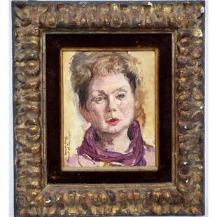 Mervin Honig, American (1920-1990) Painting: Mervin Honig, American (1920-1990), Painting, Oil on Board, "Portrait of Ida Soyer". Signed. Fully Described on Back. Ida Soyer was a Dancer, and the Wife to Moses Soyer, Russian-American Artist (1899