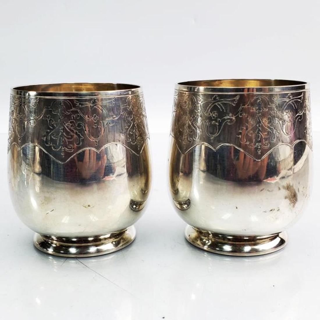 Pair of Judaica 800 Silver Kiddish Cups (1 of 3)