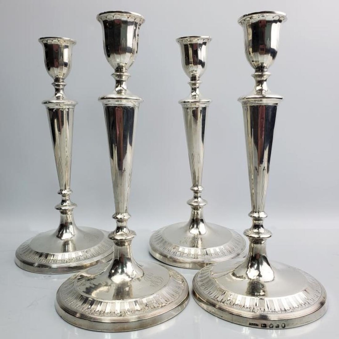 4 Georgian Sterling Silver Candle Stick Holders (1 of 4)