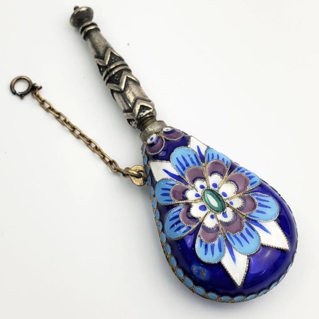 Chinese Cloisonne Silver Perfume Bottle (1 of 3)