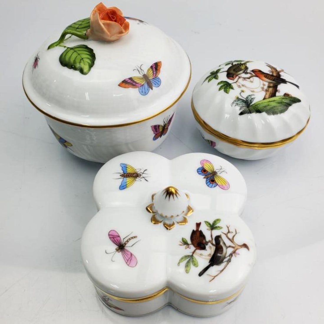 3 Herend Porcelain "Rothschild Bird" Covered Boxes (1 of 5)