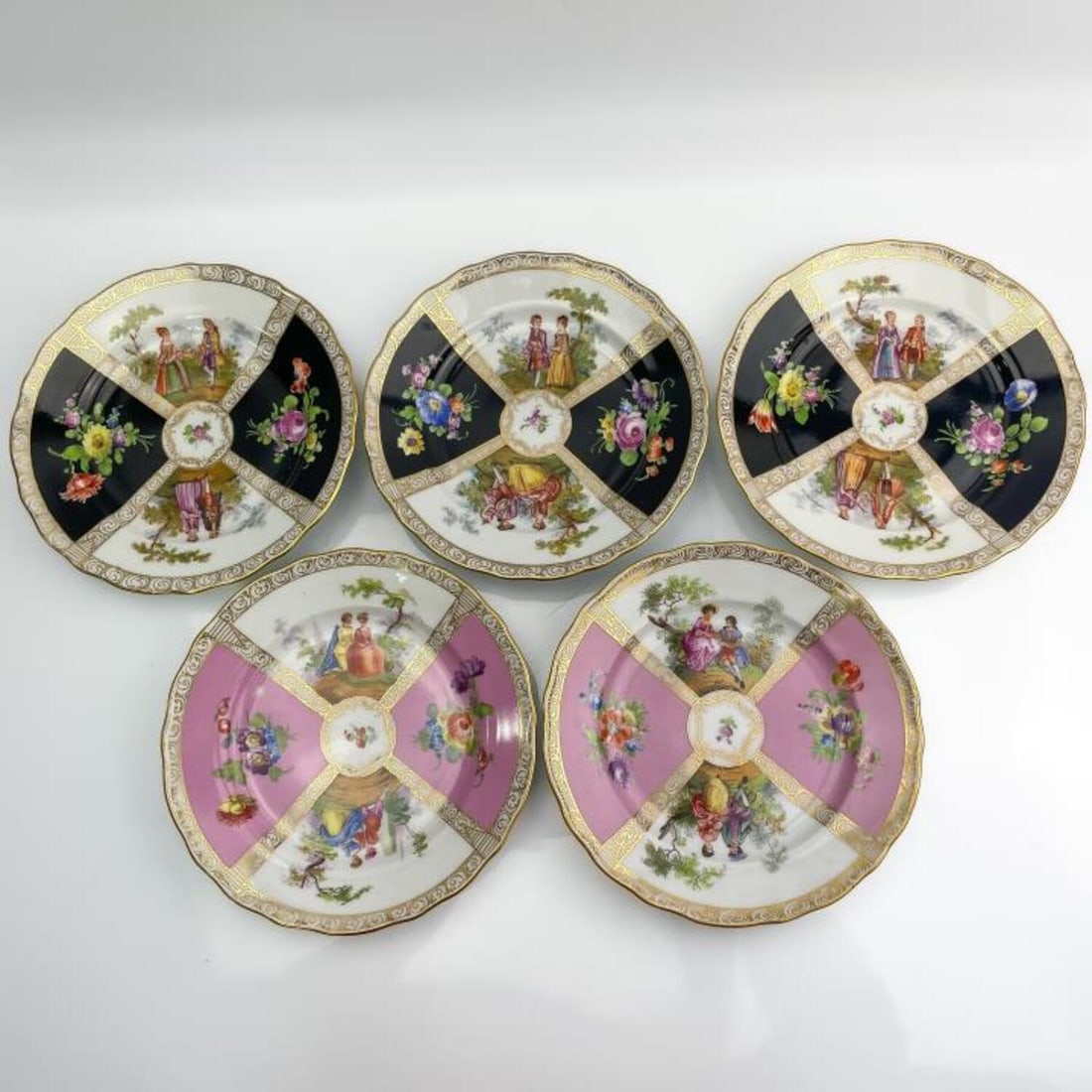 5 Antique Dresden Porcelain Hand Painted Plates (1 of 8)