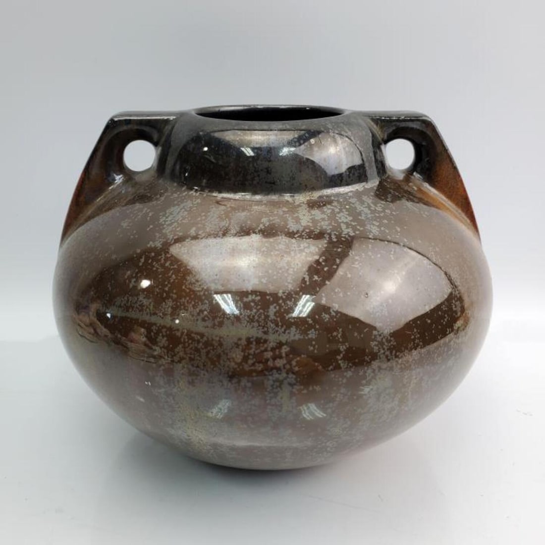 Antique Fulper Pottery Handled Vase w/ Brown Glaze (1 of 5)