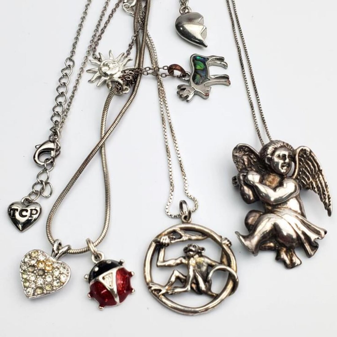 Lot of 5 Vintage Sterling Silver Pendant Necklaces (1 of 5)