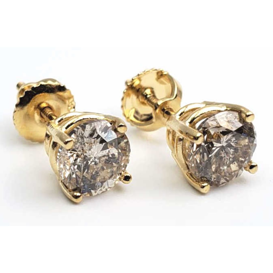 18K Yellow Gold Diamond Stud Earrings (1 of 4)