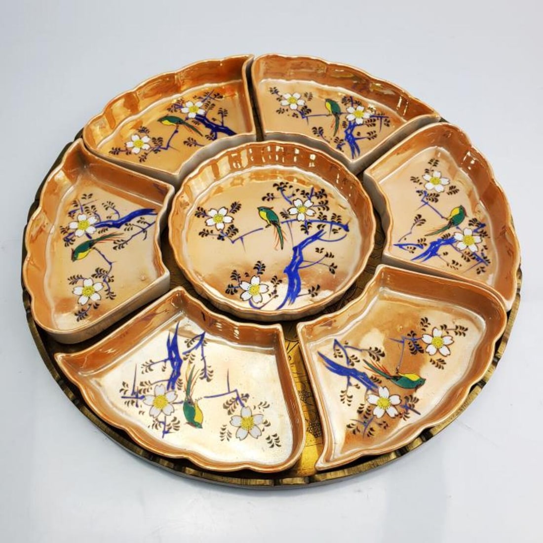 Japanese Condiment Sectional Dish with Brass Tray (1 of 7)