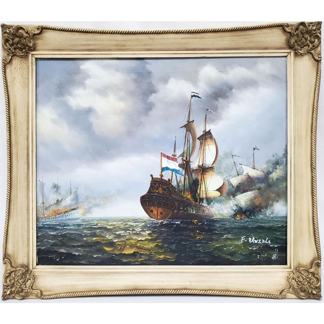 Signed Painting, Oil on Canvas "Seascape" (1 of 6)