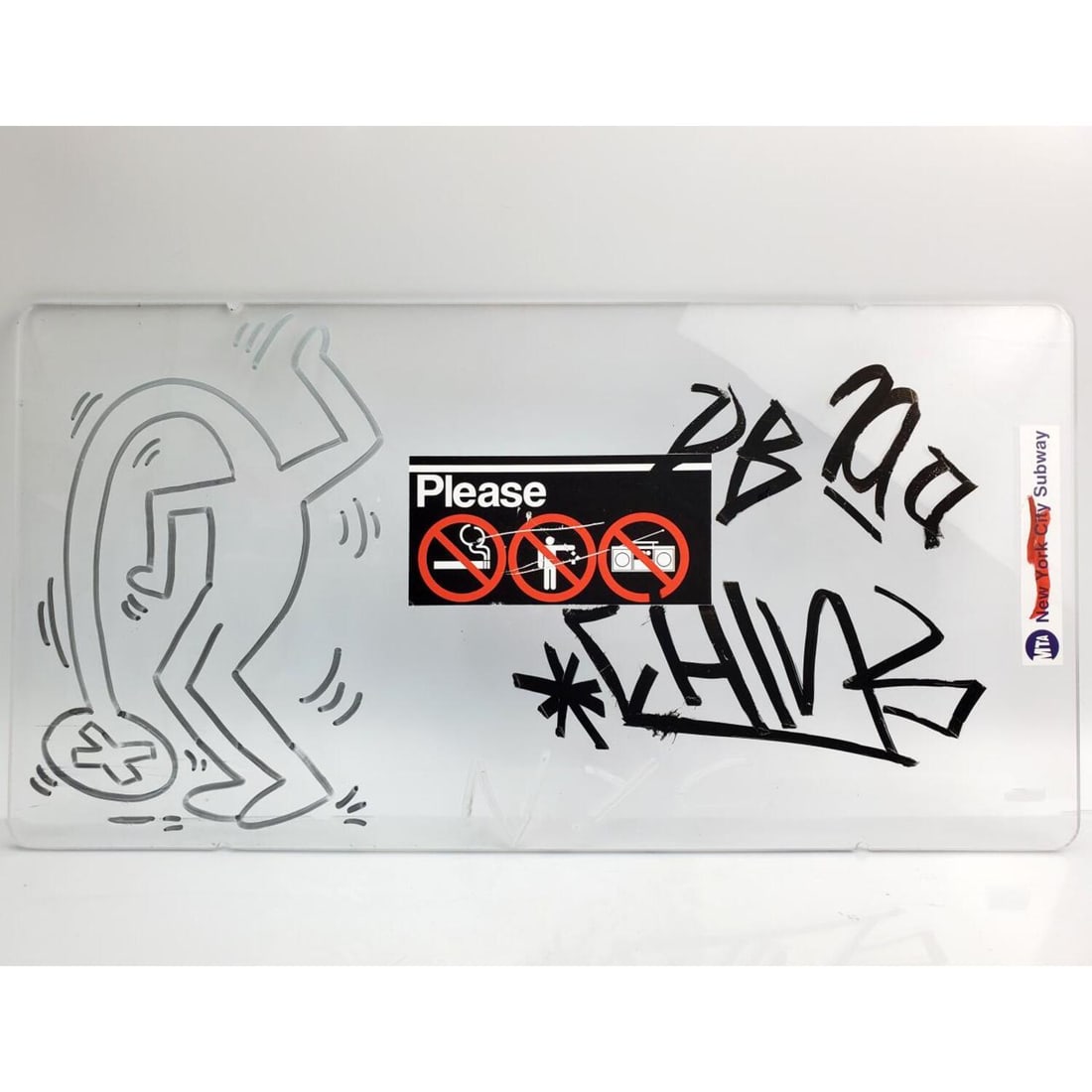 Attributed to Keith Haring, NYC Subway Plexiglas (1 of 2)