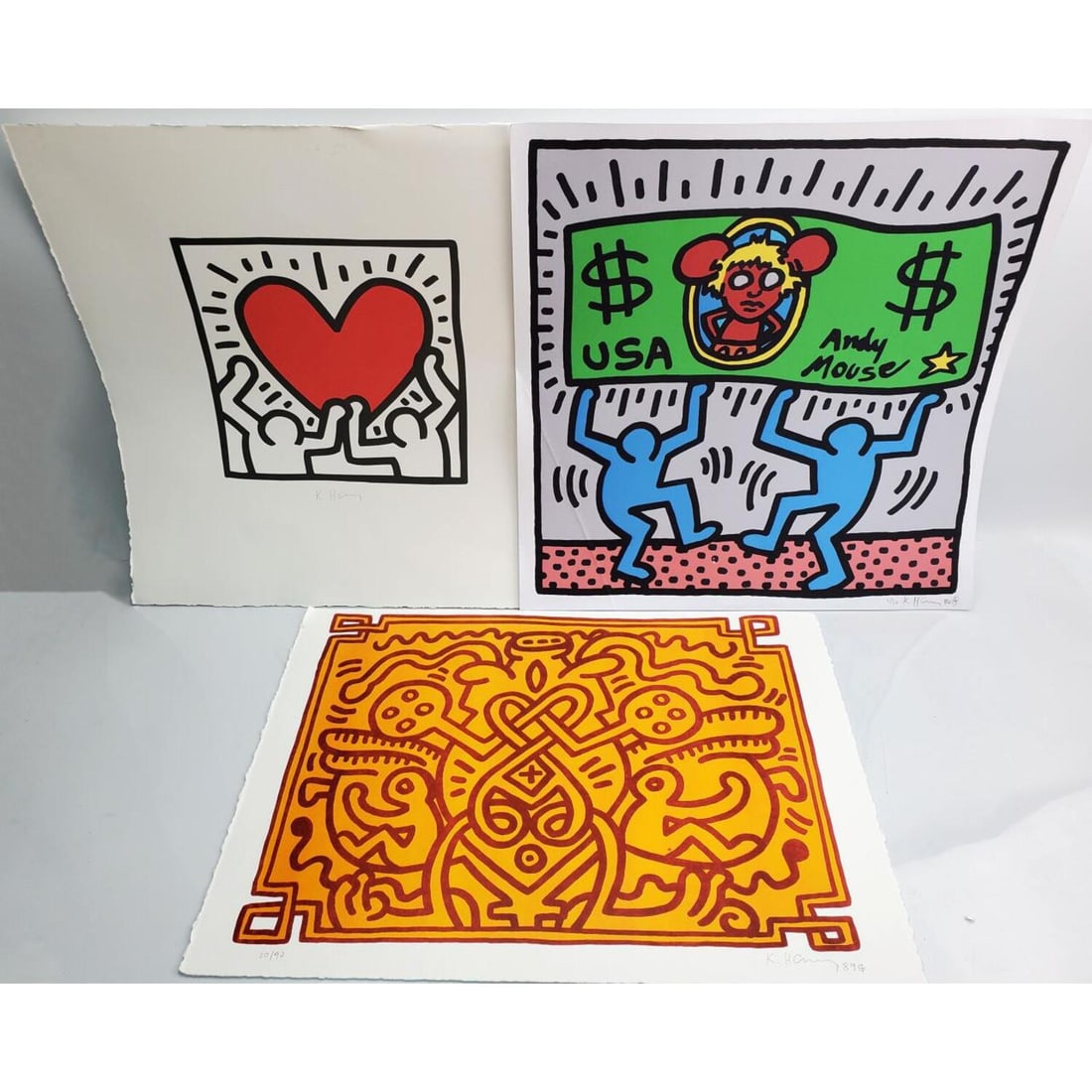 Attributed to Keith Haring, 3 Lithographs (1 of 5)