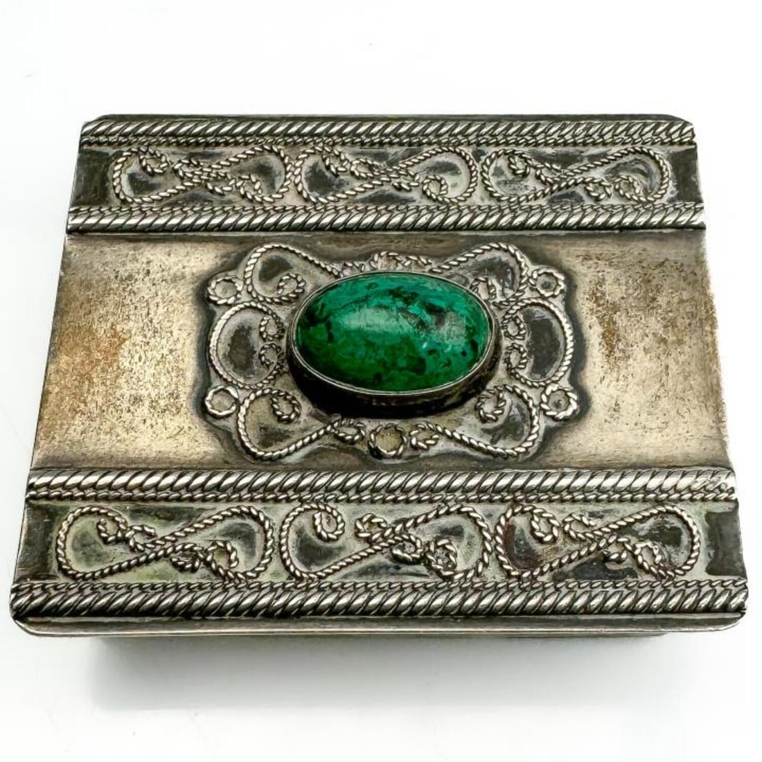 Bezalel Style Sterling Silver & Turquoise Pill Box (1 of 5)