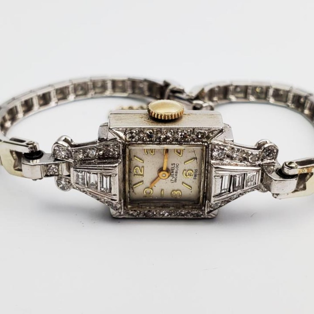 Old Platinum, 14K Gold & Diamonds Ladies Watch (1 of 4)