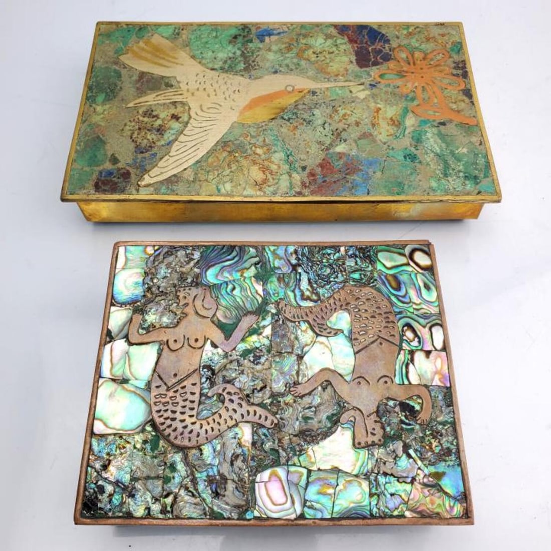 Lot of 2 MCM Los Castillos Brass Boxes (1 of 5)