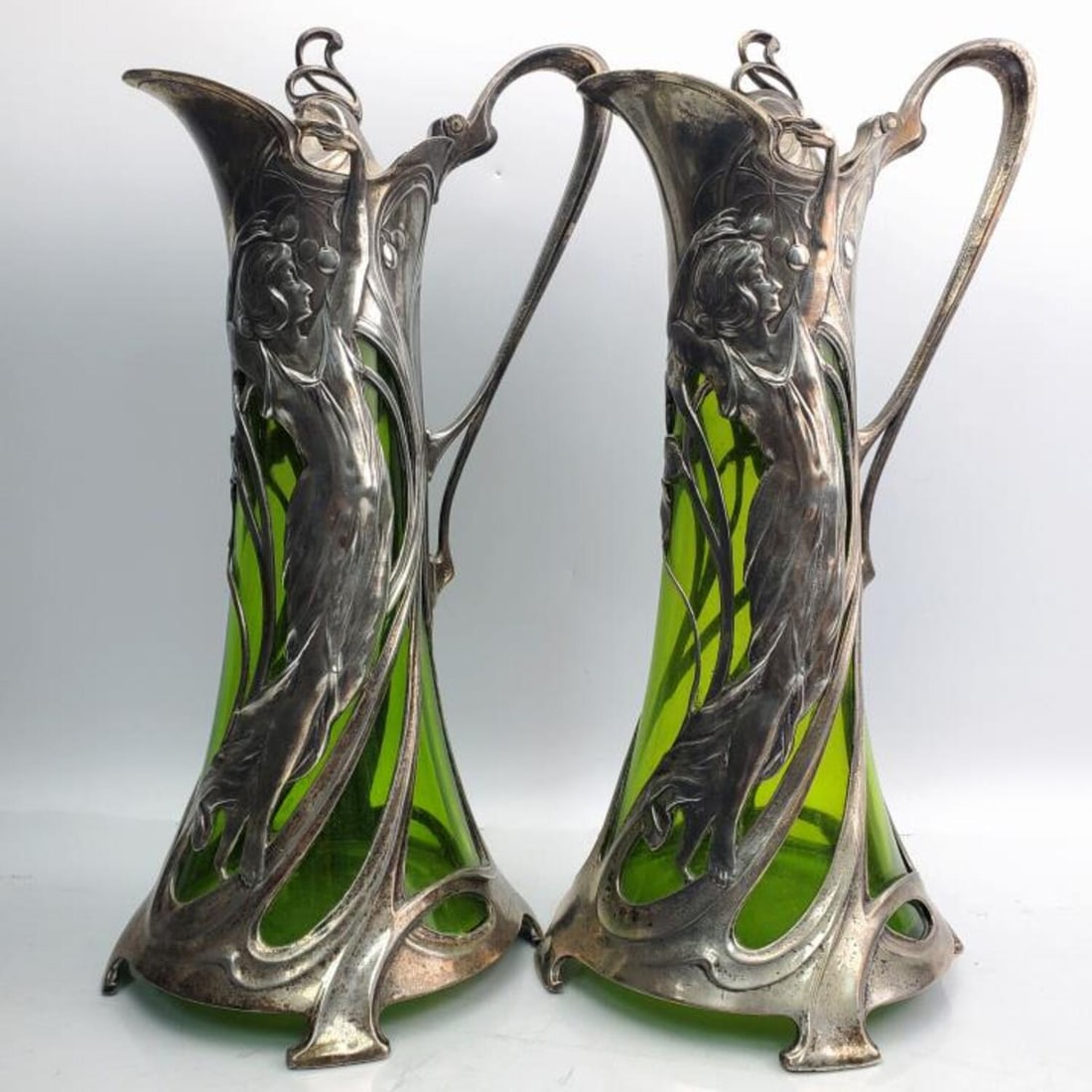 Antique Art Nouveau Pair of WMF Claret Ewers. (1 of 6)