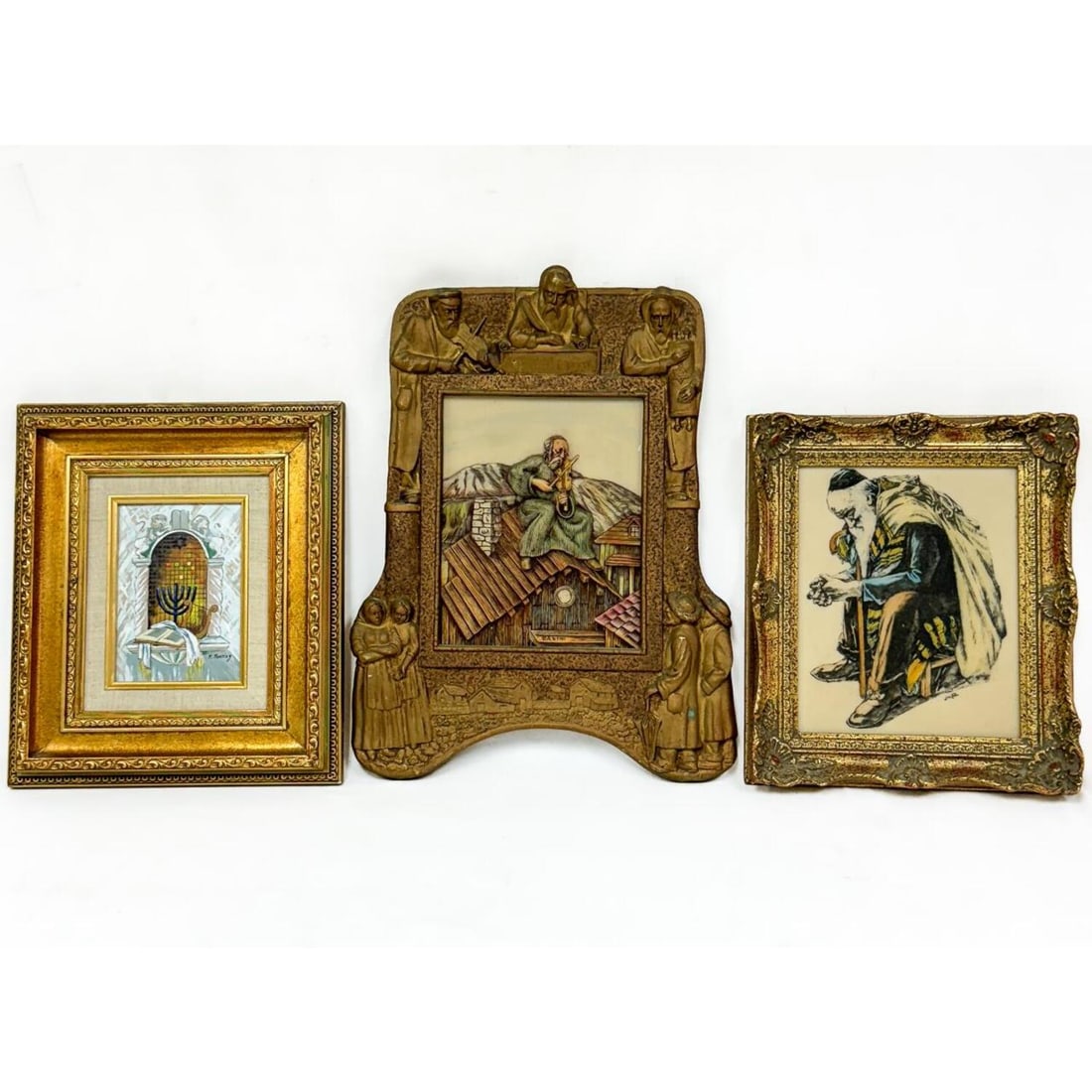 Lot of 3 Vintage Judaica Framed Art (1 of 13)