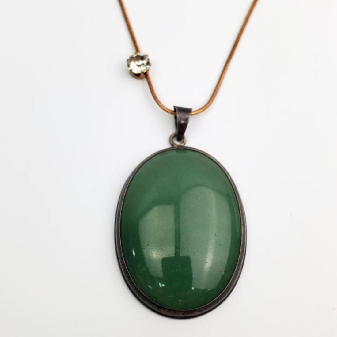 Antique Silver & Jade Pendant on Gold Plated Chain (1 of 4)