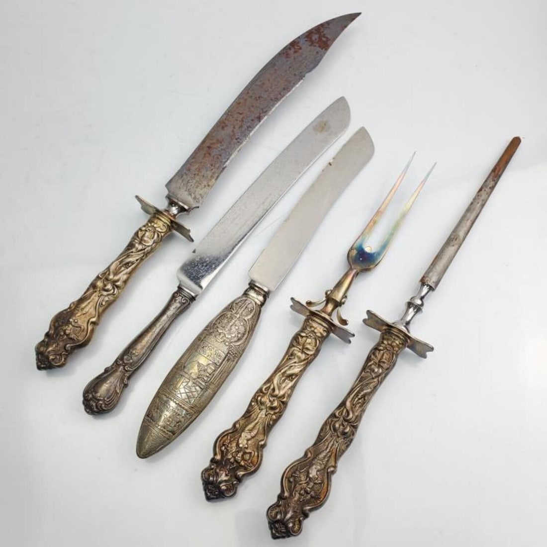 5 Piece Sterling Silver Handled Carving Set (1 of 6)
