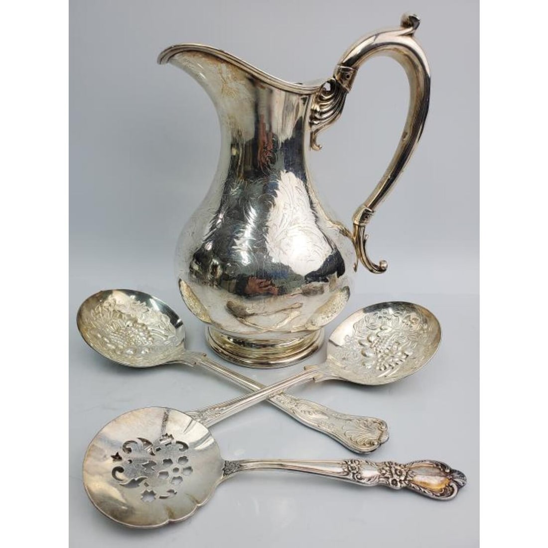 Lot of Antique Silver Plated Items Incl. a Pitcher (1 of 6)