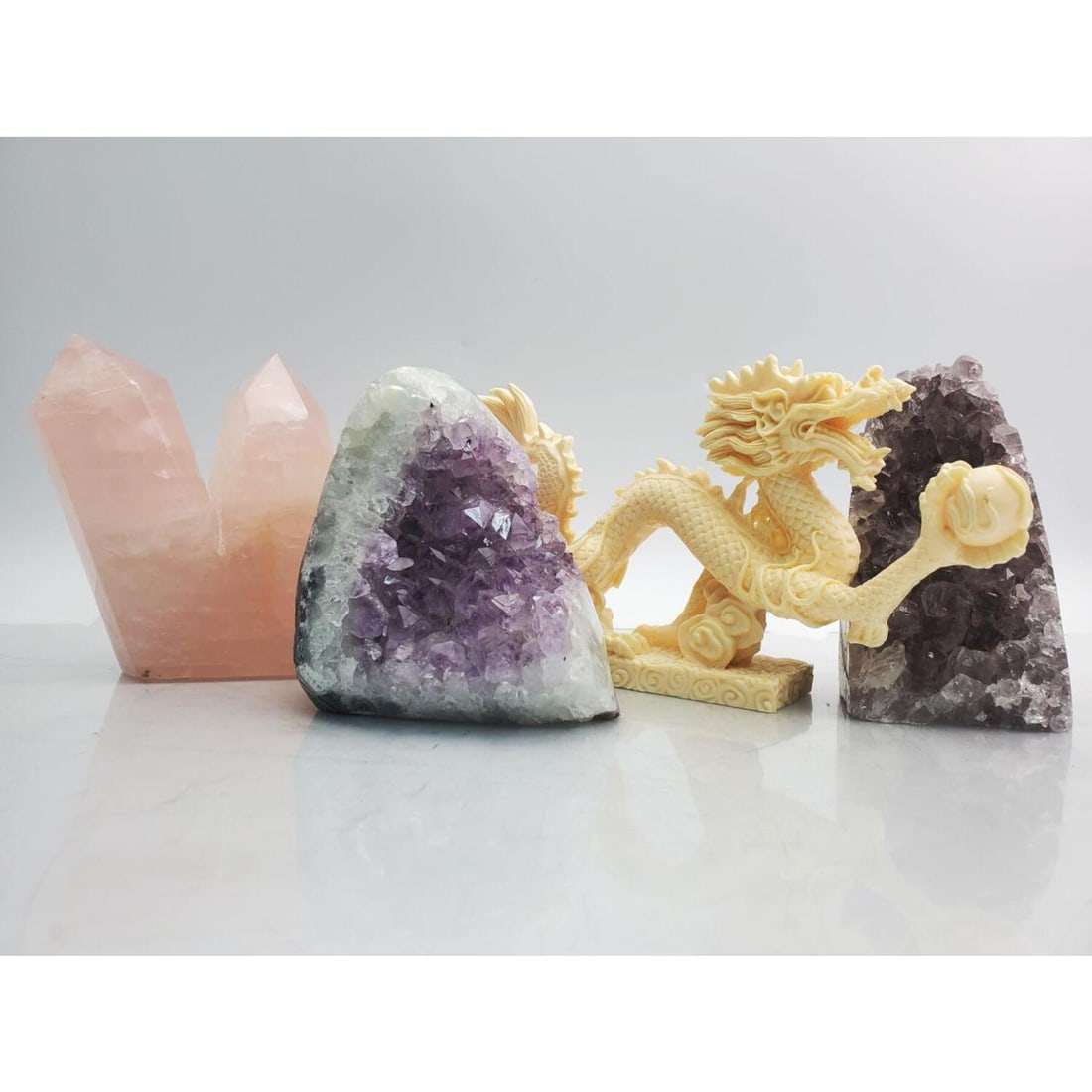 2 Amethyst Rocks Along w/ Rose Quartz Crown Tower (1 of 4)
