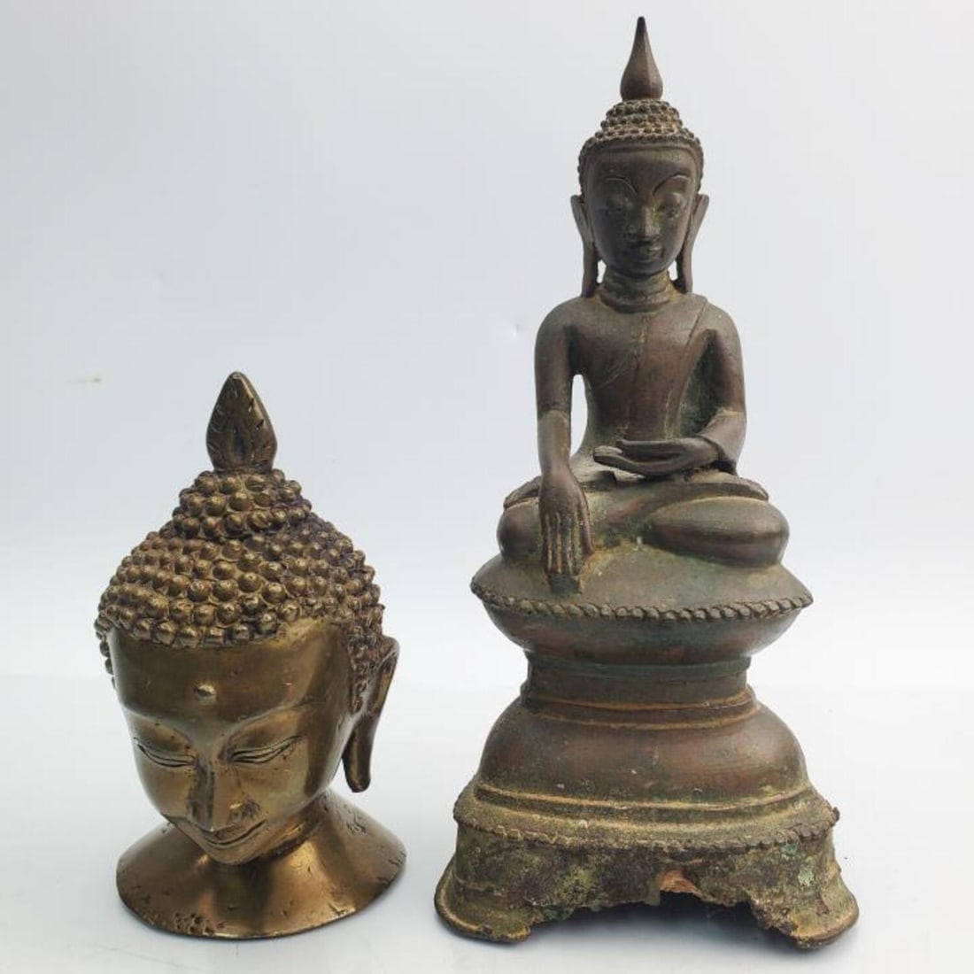 Lot of 2 Antique Asian Bronze Buddha Figures (1 of 6)