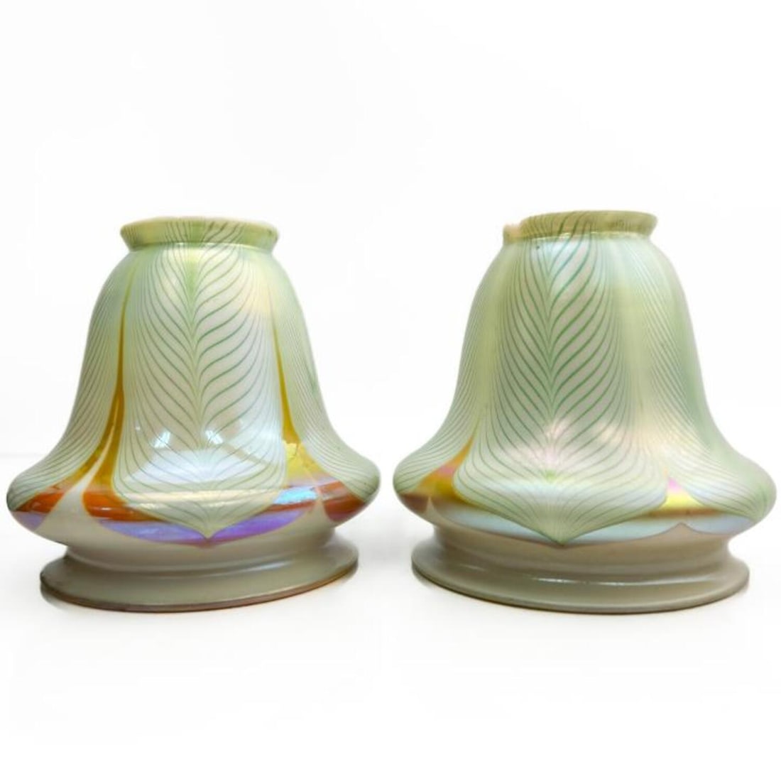 Pair of Art Nouveau Pulled Feather Glass Shades (1 of 6)