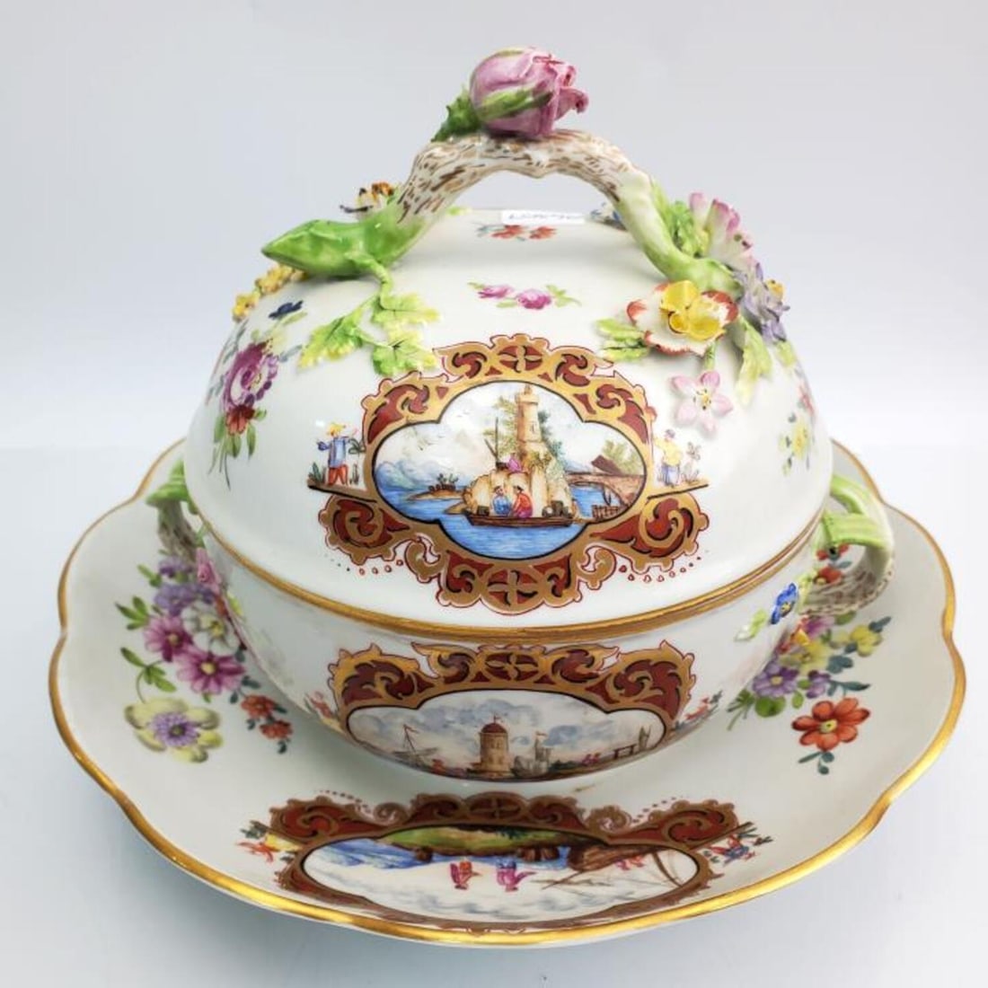 Antique 3pc German Porcelain Round Tureen & Plate (1 of 8)