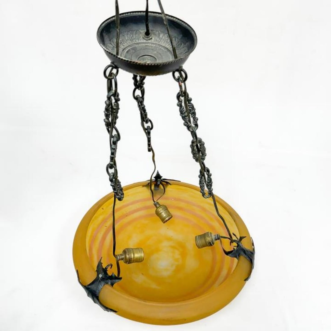 Antique French Art Deco Glass Chandelier (1 of 8)