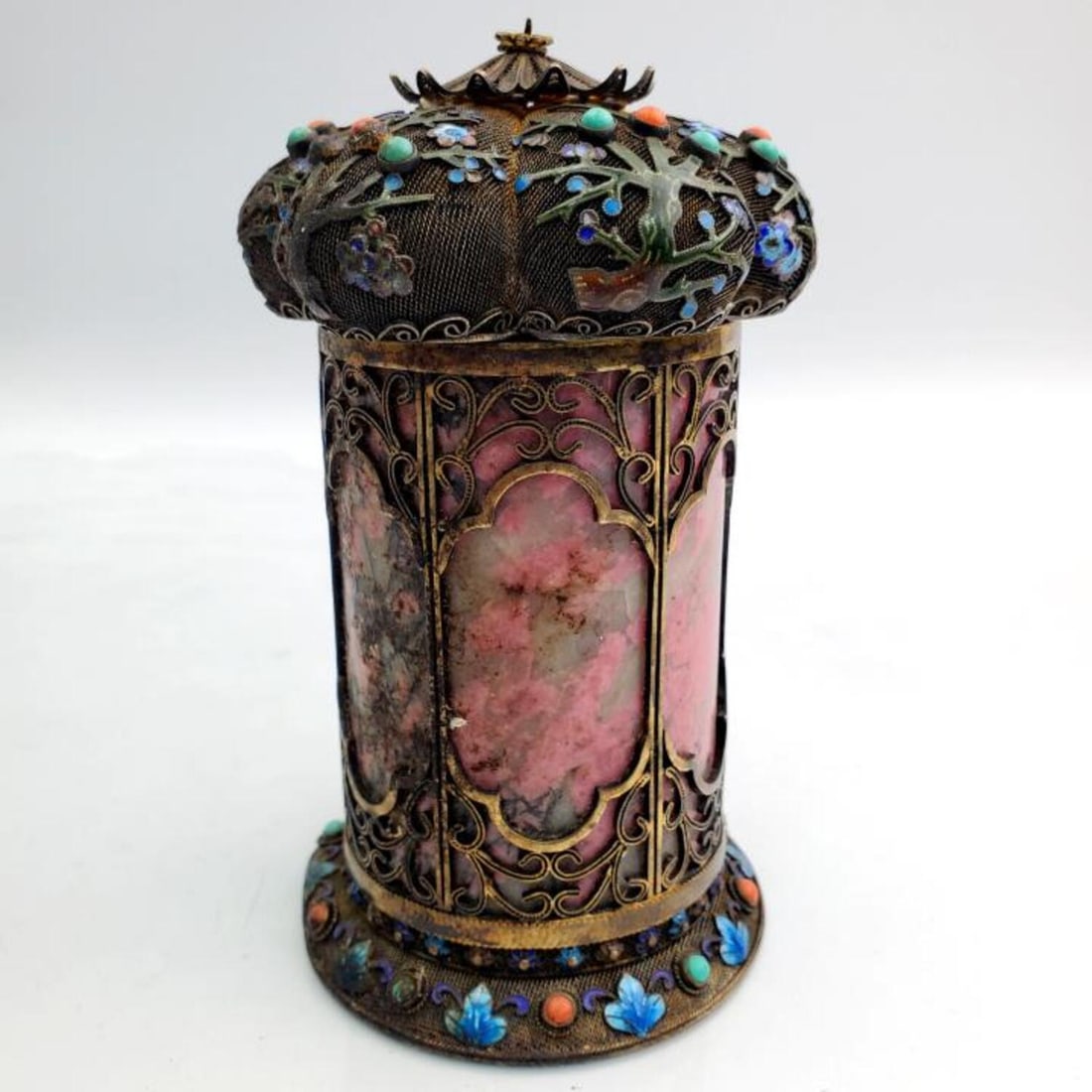 Antique Chinese Enameled & Jeweled Silver Box (1 of 5)