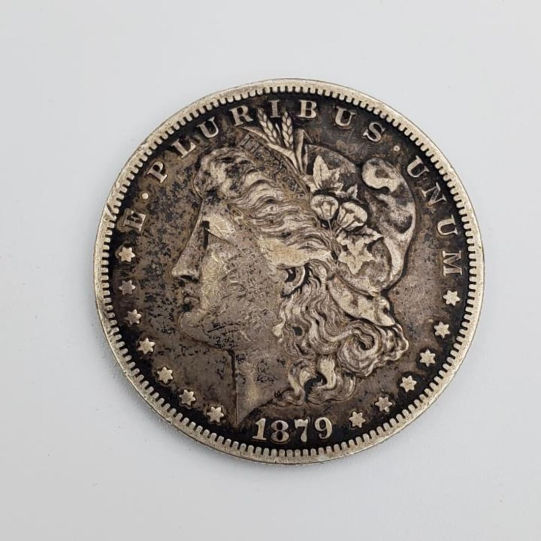 Authentic American 1879 Silver Morgan Dollar Coin (1 of 2)