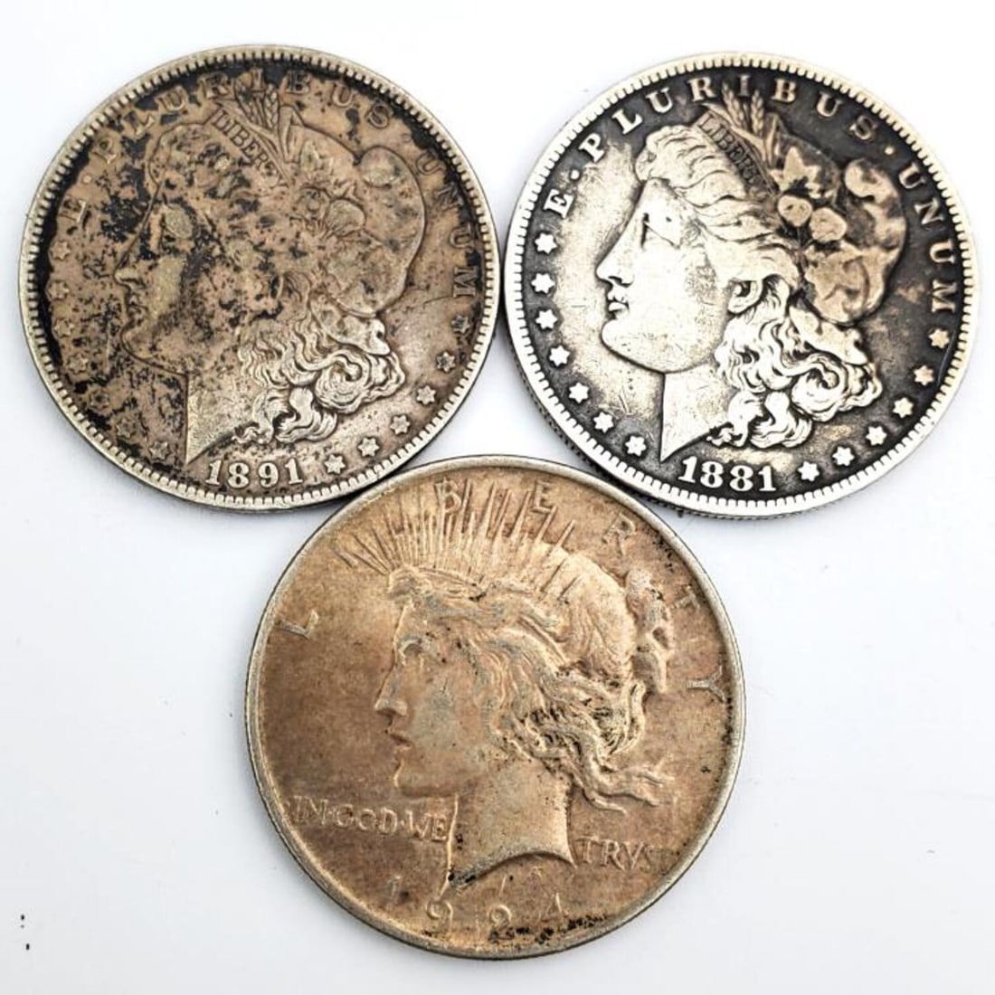 Lot of 3 Authentic American Silver Dollar Coins (1 of 2)