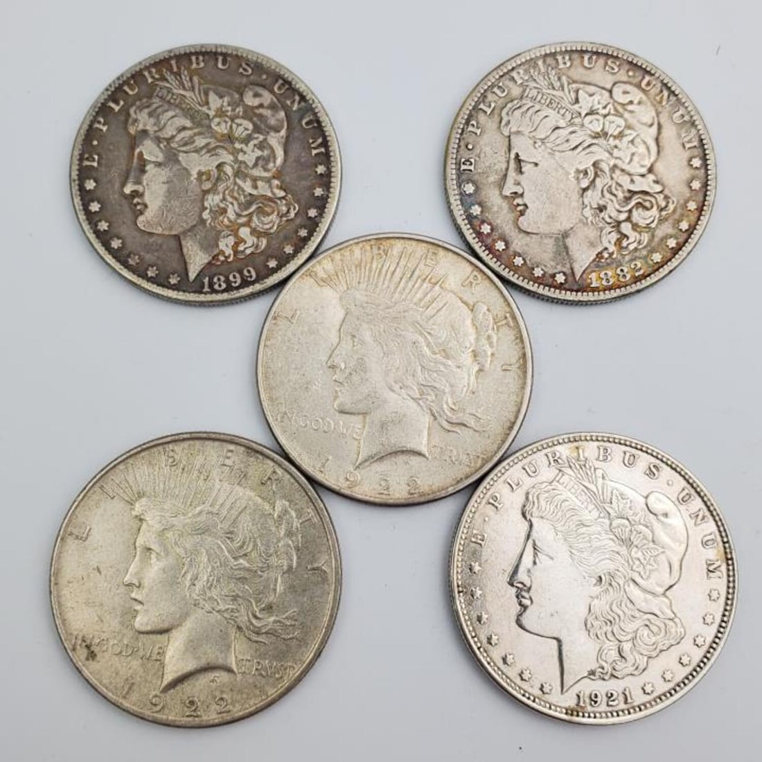 Lot of 5 American Silver Dollar Coins (1 of 2)