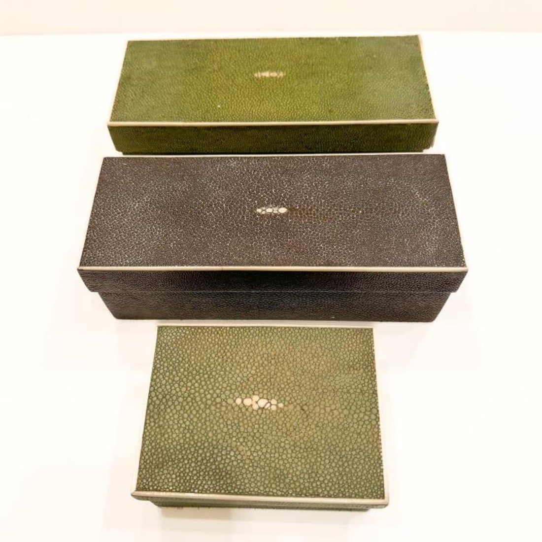 3 Shagreen Boxes Incl. 2 Green w/ White Border (1 of 7)