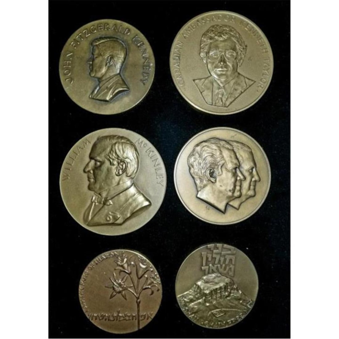 Lot of 6 Vintage Bronze Commemoration Plaques. (1 of 7)