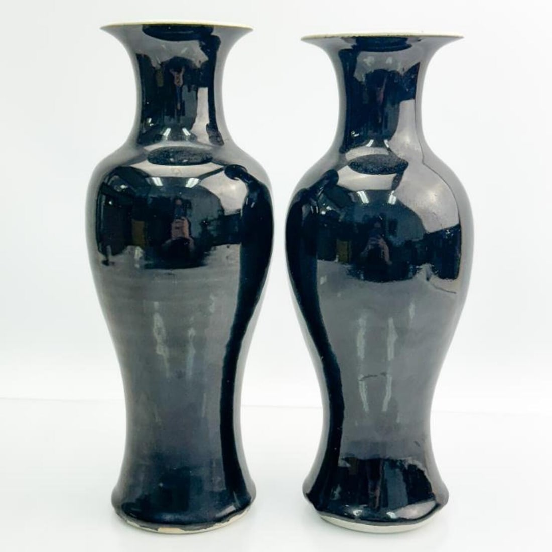 Pair of Old Chinese Monochrome Vases 1 Signed (1 of 5)