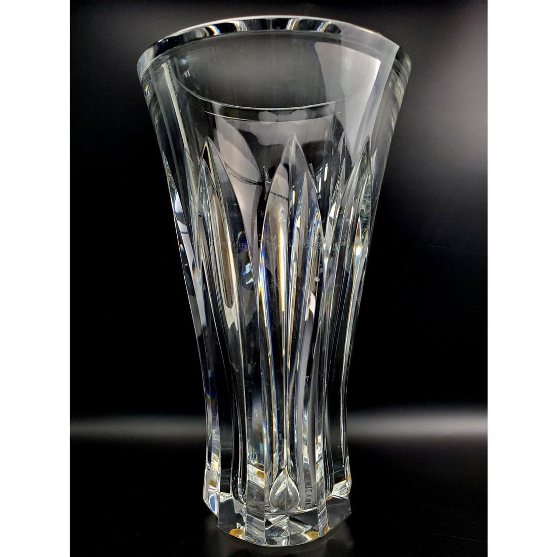 Very Large Baccarat Cut Glass Vase: Very Large Baccarat Cut Glass Vase. Fully Signed. Condition: Generally Very Good. Dimensions: H-15". Dia- 8.75". Provenance: From a Private Collection. Please note the absence of a Condition Report do