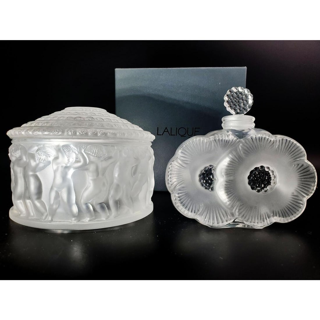 Lalique France Enfants Glass Box & Deux Fleaurs (1 of 12)