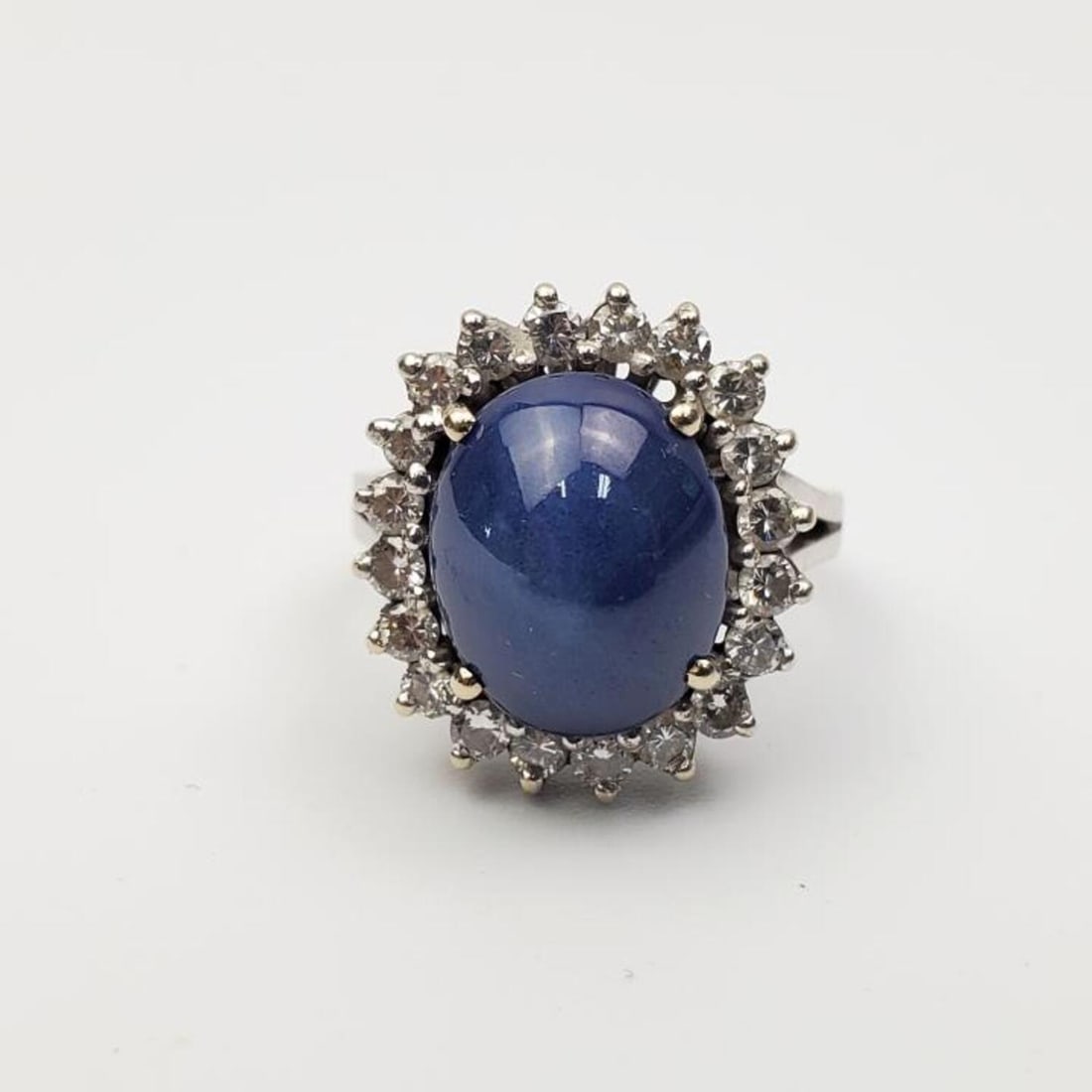 Vintage 14K White Gold Diamonds Star Sapphire Ring (1 of 2)
