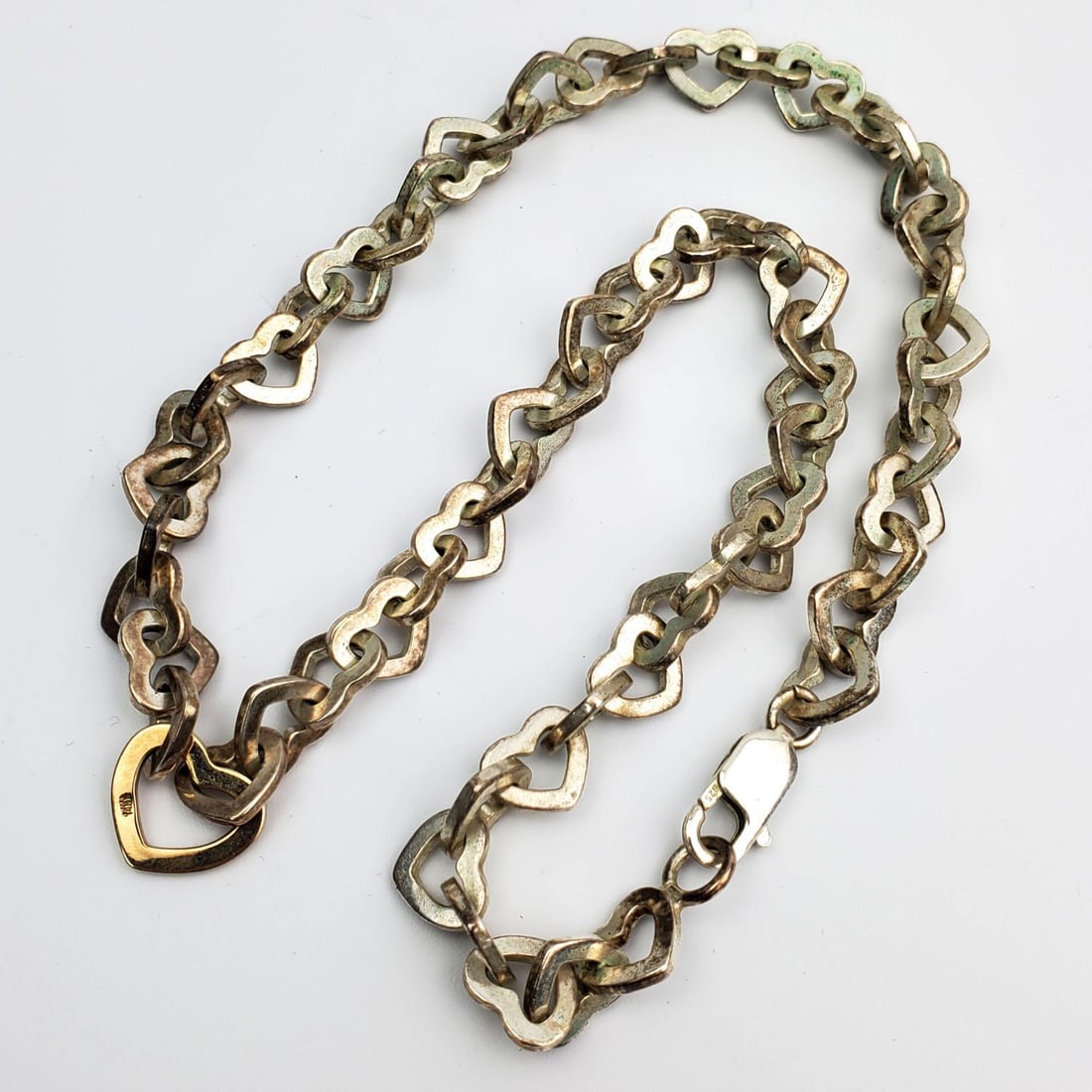 Sterling Silver & 14K Gold Heart Link Neckace (1 of 3)