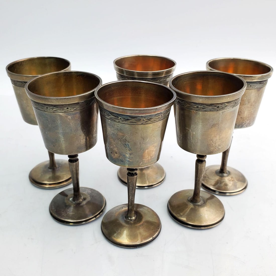 Lot of 6 Vintage Sterling Silver Footed Shot Glass (1 of 4)