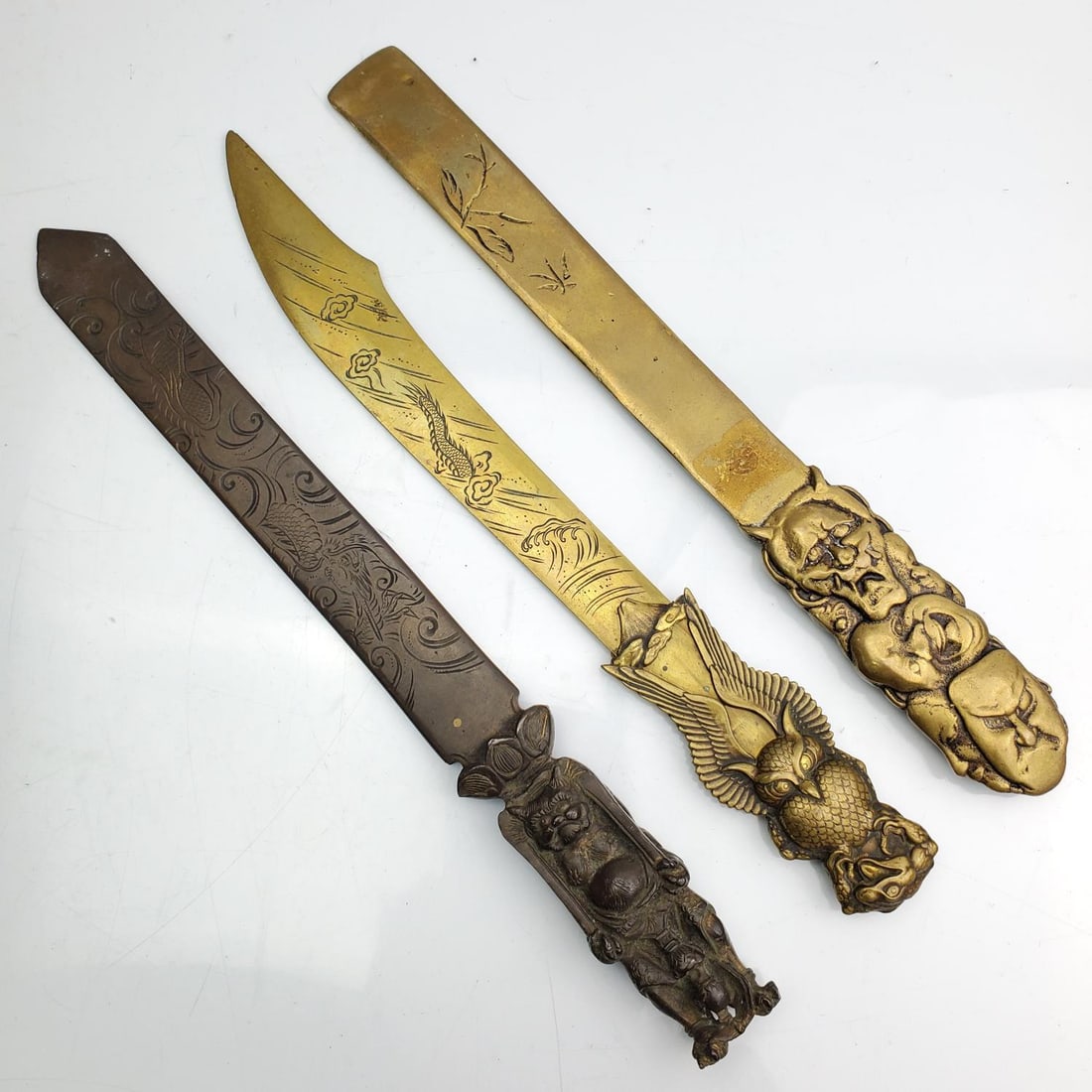 Lot of 3 Antique Japanese Bronze Letter Openers (1 of 6)