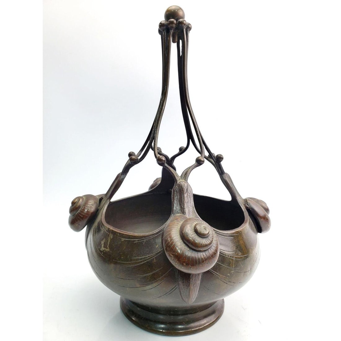 Antique Japanese Bronze Censor w/ Snail Decoration (1 of 4)