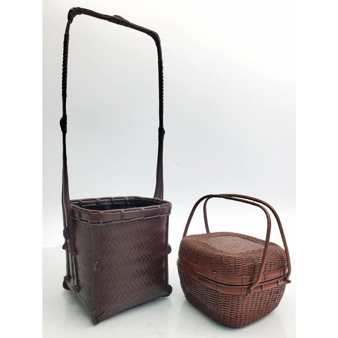 2 Antique Japanese Bronze Weave Form Baskets (1 of 8)