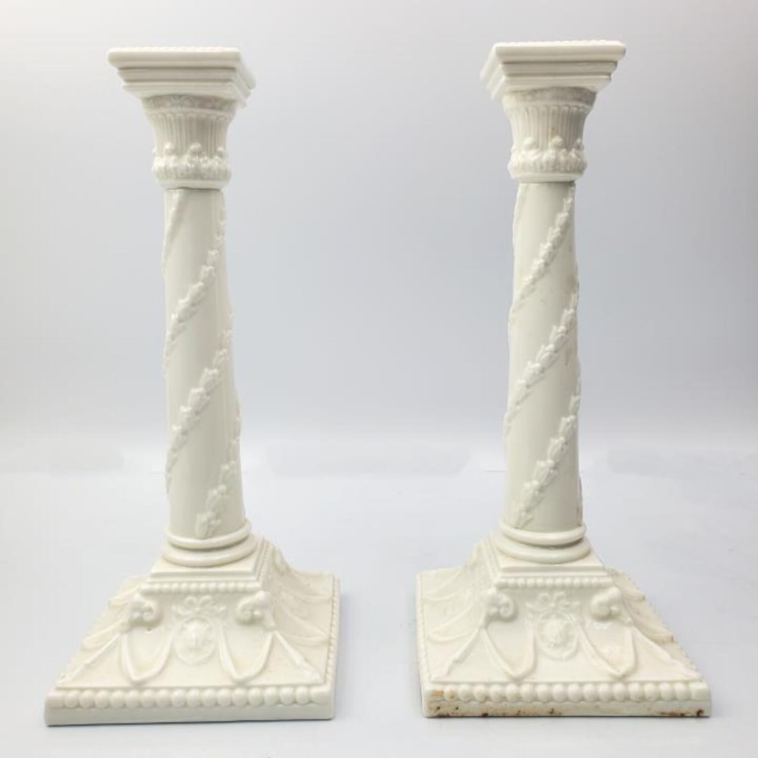 Old Pair of Royal Worcester Glazed Candlesticks (1 of 5)